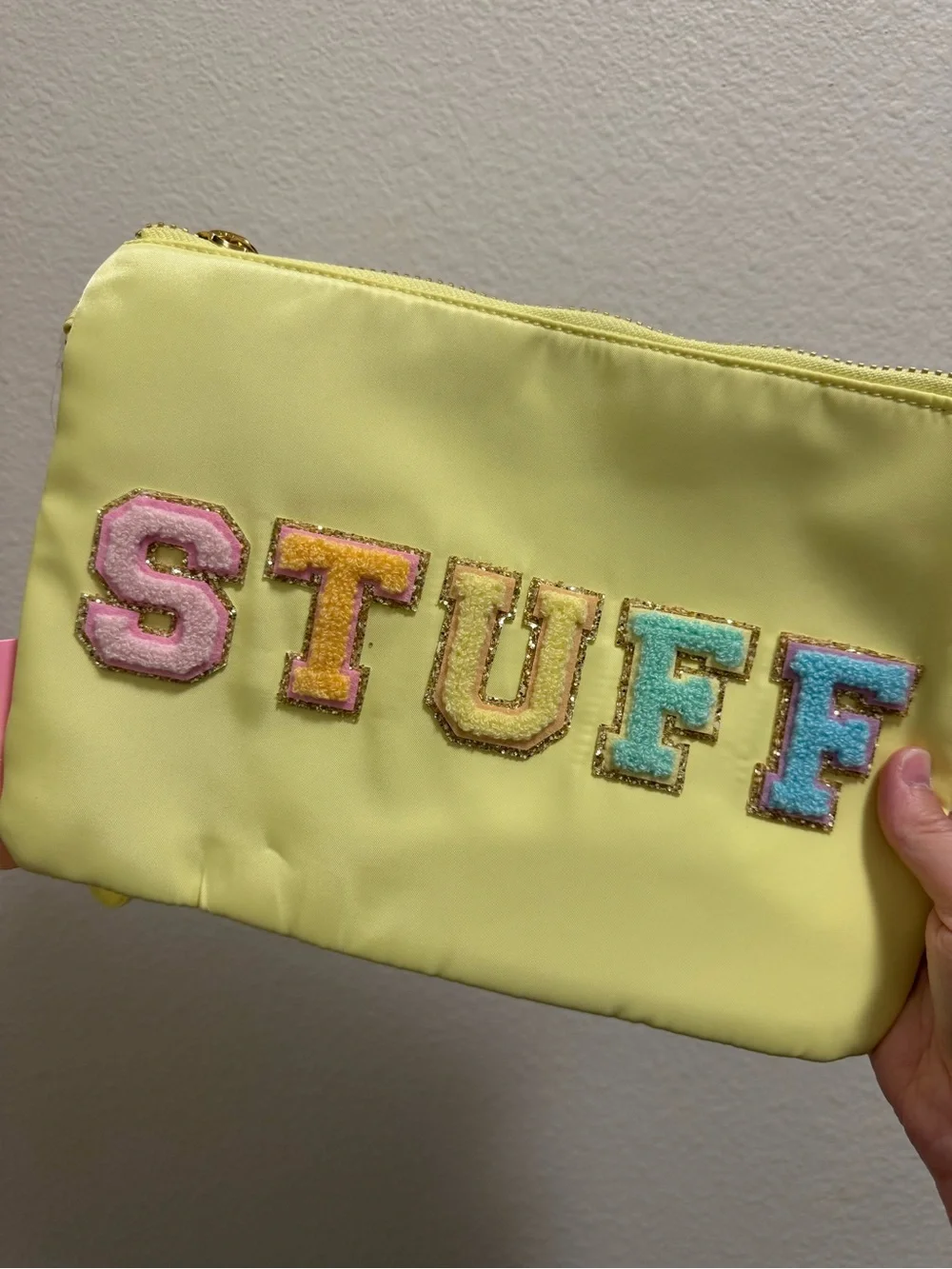 Stoney Clover Lane Yellow 'STUFF' Patch Zip Pouch